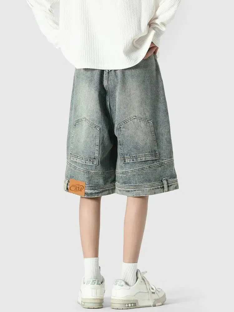 Retro Denim Cargo Shorts