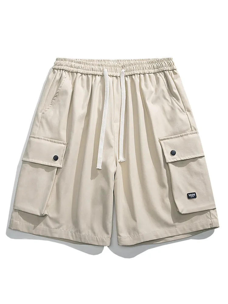 Retro Multi-Pocket Drawstring Cargo Shorts