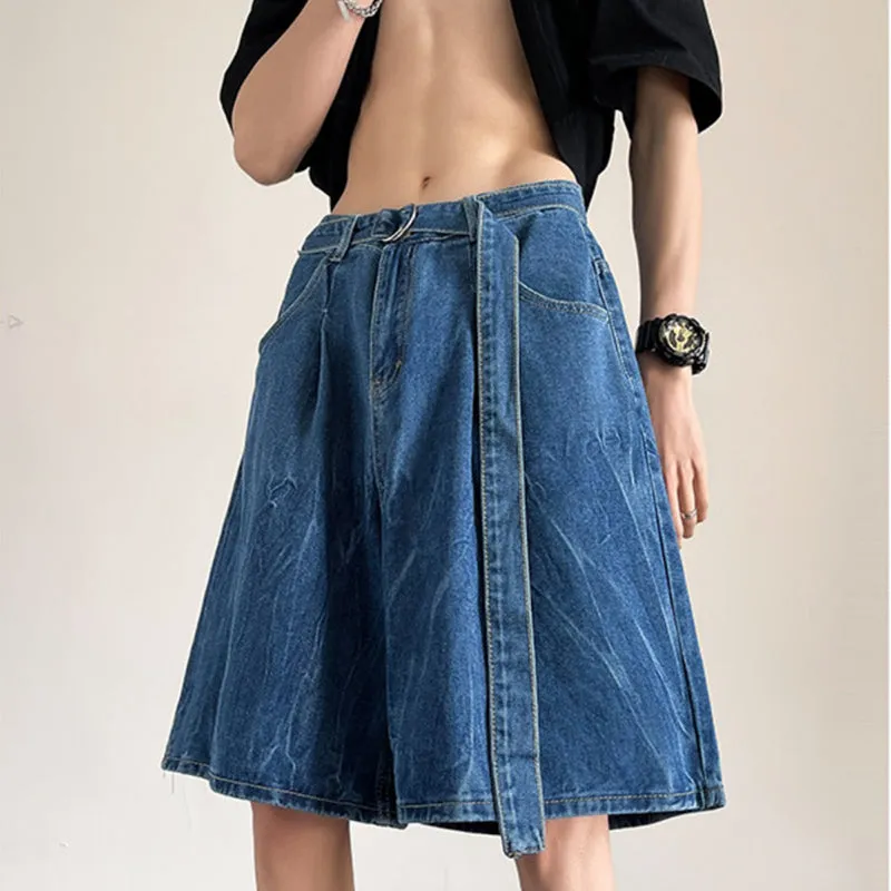 Retro Straight Denim Cargo Shorts