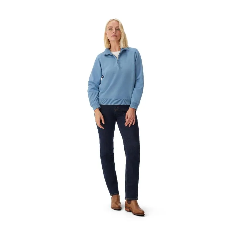 R.M.Williams Trickett Ladies Zip Neck Sweatshirt - Mid Blue