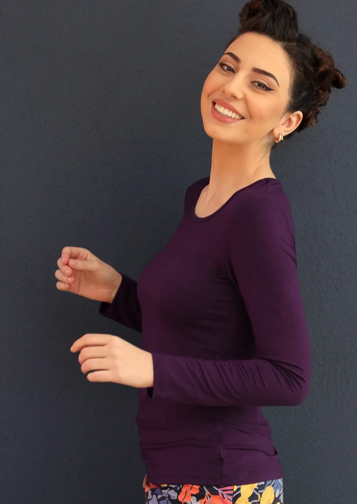 Round Neck Top Dark Purple