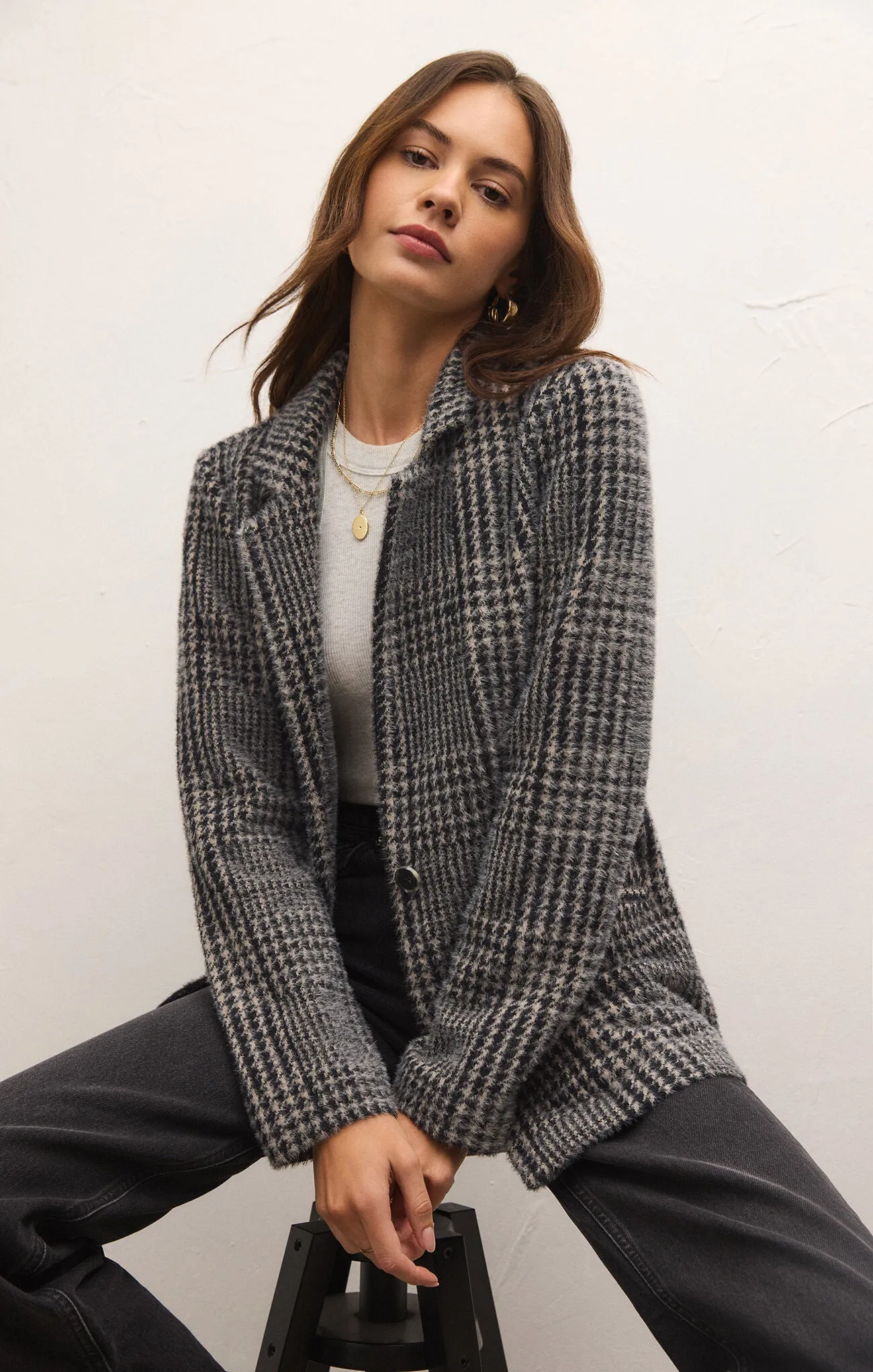 Roxanna Houndstooth Blazer