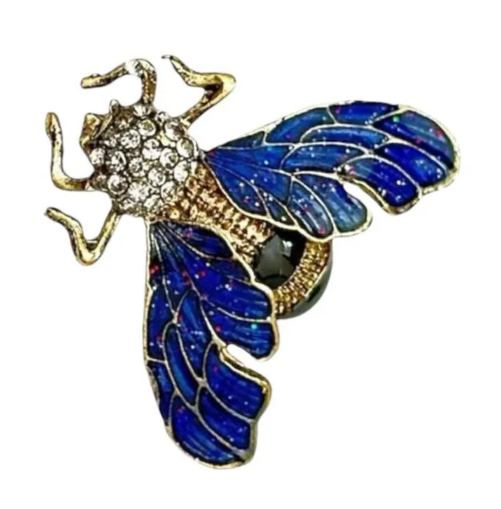 Royal Blue Color Bee Shaped Metal Brooch