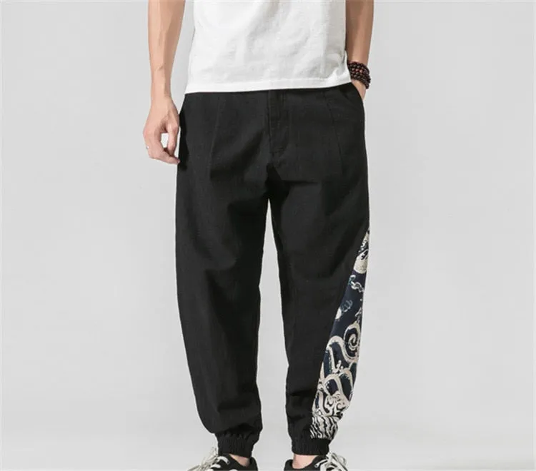 Samo Zaen Collection Linen Solid Pants Jogger Casual Loose