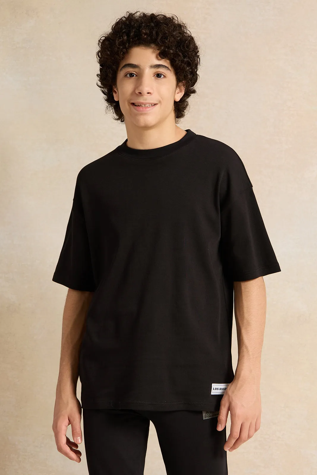 Senior Boys Black Short Sleeve Oversize T-Shirt