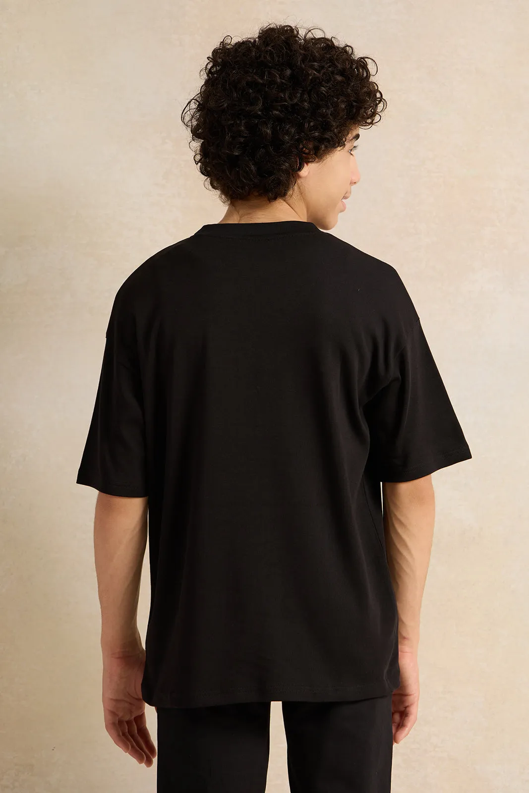 Senior Boys Black Short Sleeve Oversize T-Shirt