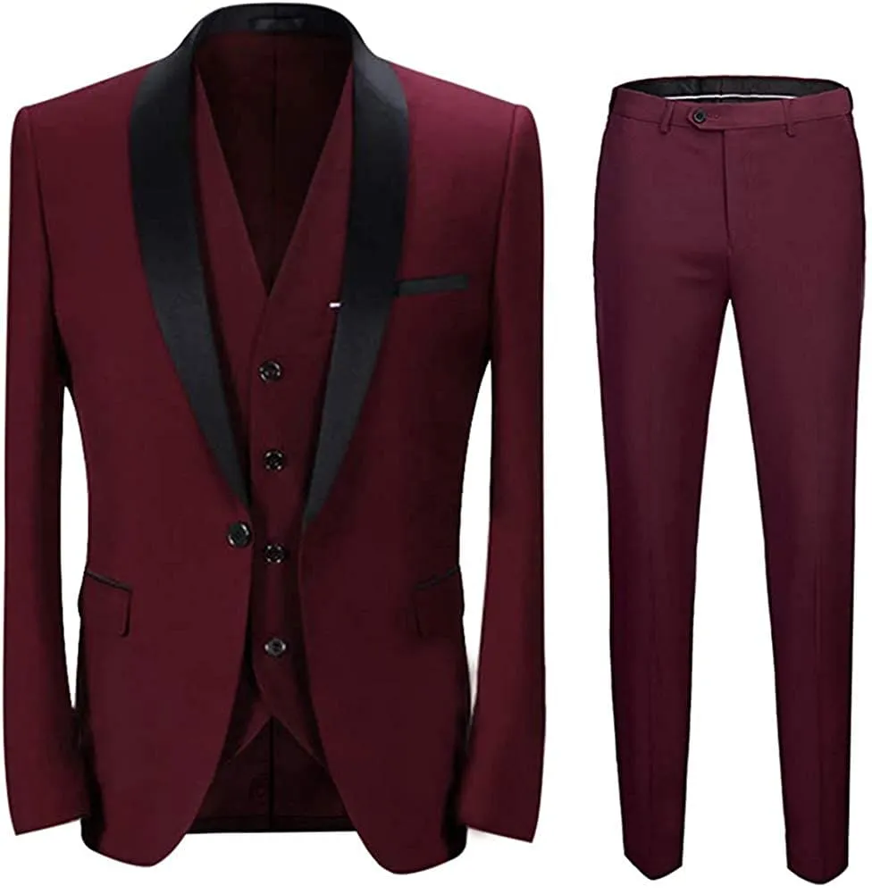 Slim Fit 3 Piece Shawl Collar Tuxedo Suit