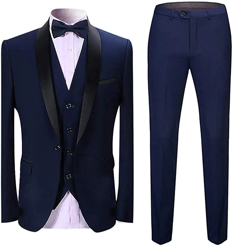 Slim Fit 3 Piece Shawl Collar Tuxedo Suit