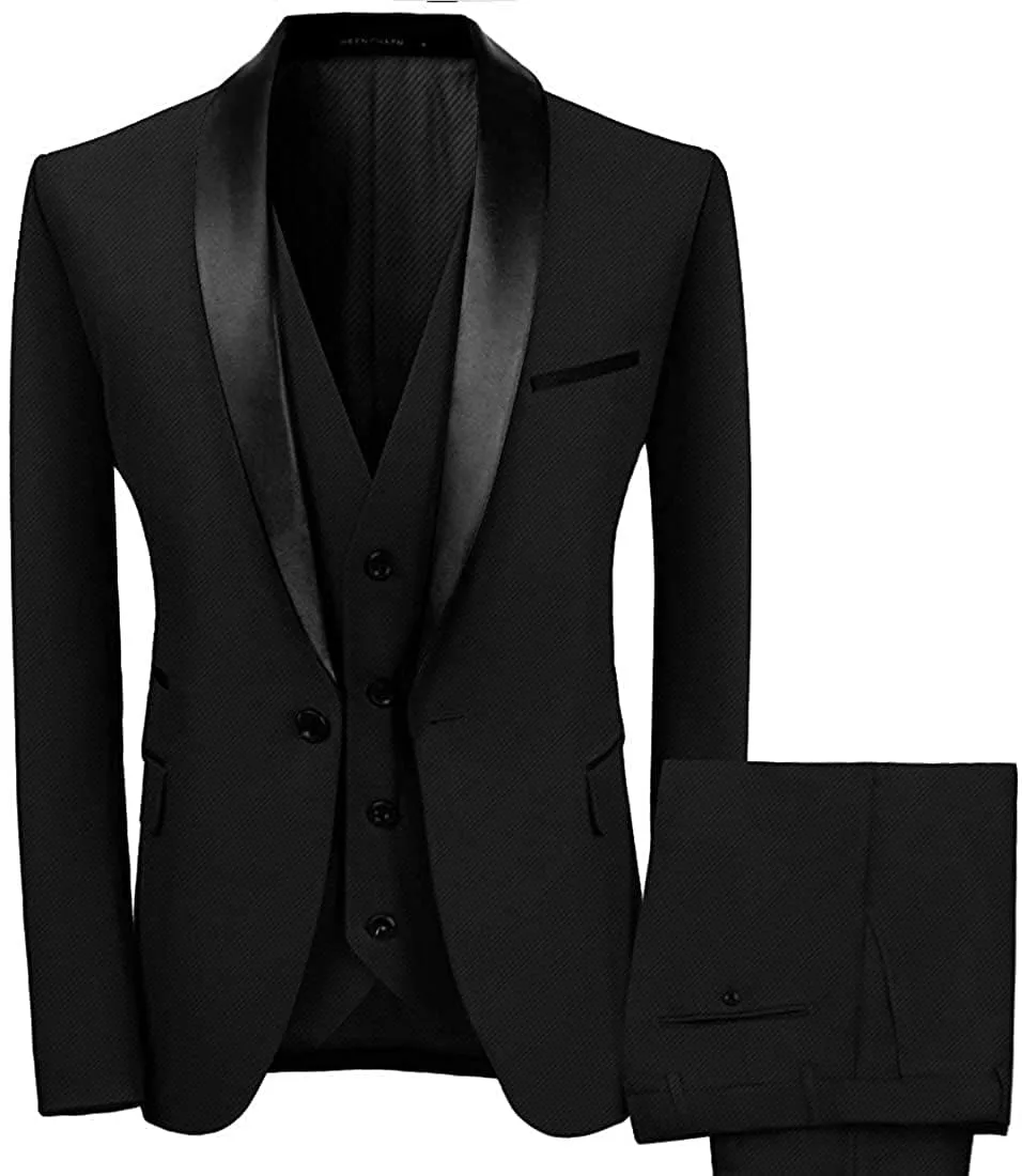 Slim Fit 3 Piece Shawl Collar Tuxedo Suit