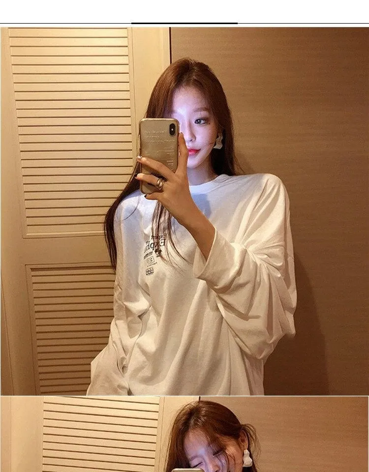 Spring Sexy Elastic Korean Style Long Sleeve Tees