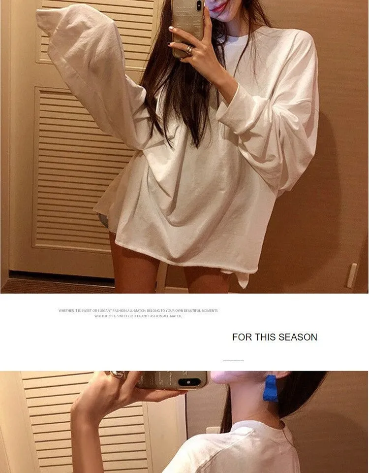 Spring Sexy Elastic Korean Style Long Sleeve Tees