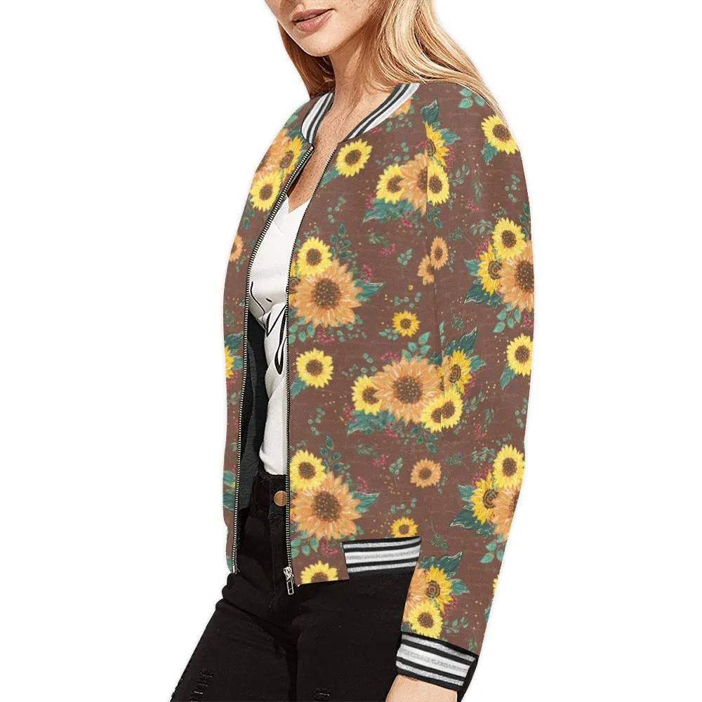 Sunflowers Bomber Jacket for Women