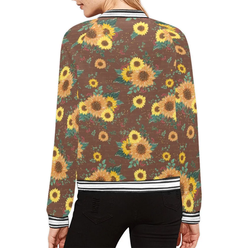 Sunflowers Bomber Jacket for Women