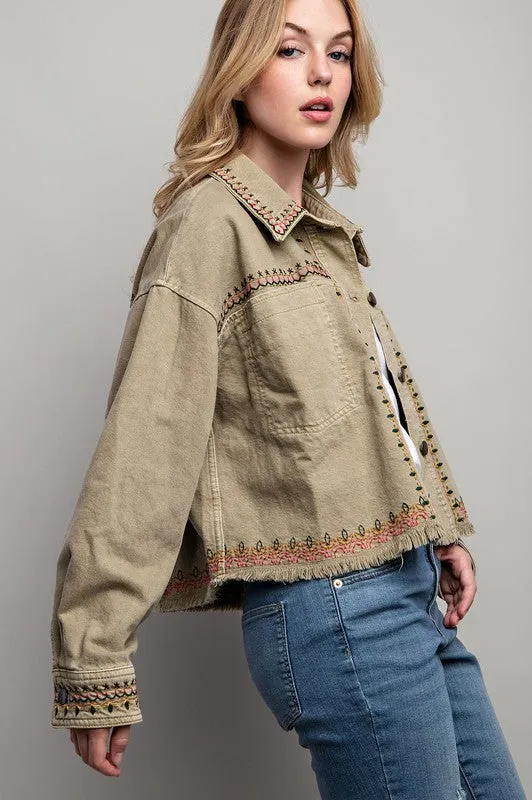 Sweet Generis Embroidered Washed Cotton Jacket