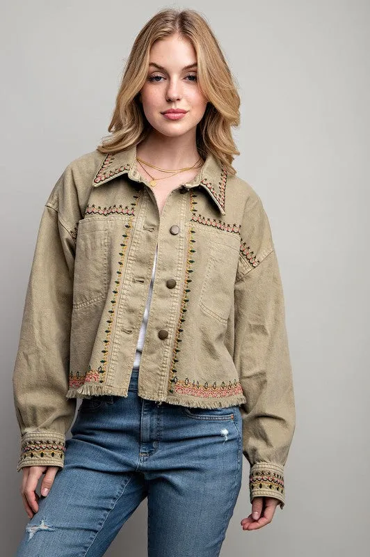 Sweet Generis Embroidered Washed Cotton Jacket