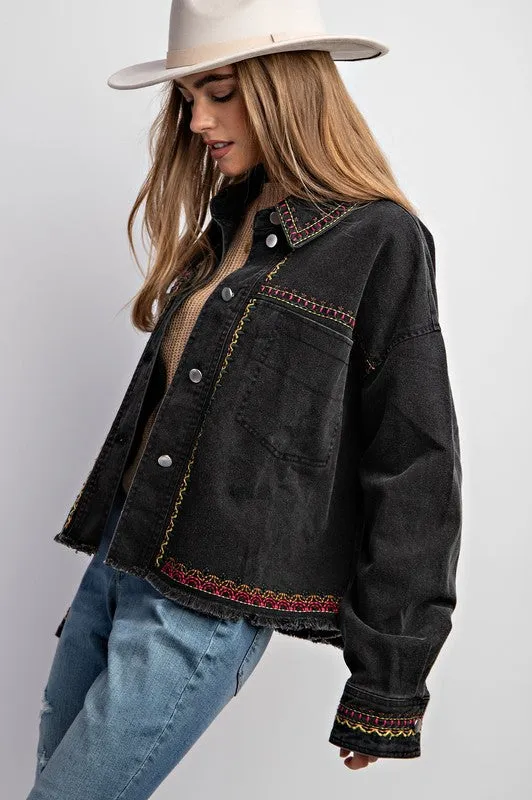 Sweet Generis Embroidered Washed Cotton Jacket