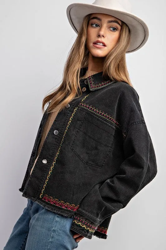 Sweet Generis Embroidered Washed Cotton Jacket