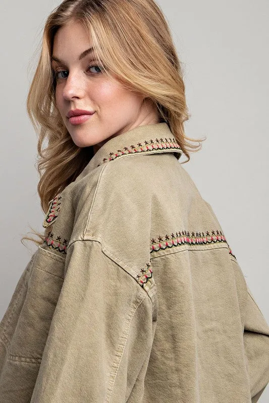 Sweet Generis Embroidered Washed Cotton Jacket