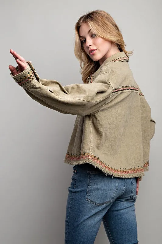 Sweet Generis Embroidered Washed Cotton Jacket