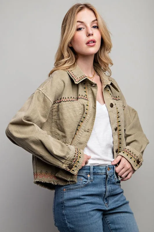 Sweet Generis Embroidered Washed Cotton Jacket