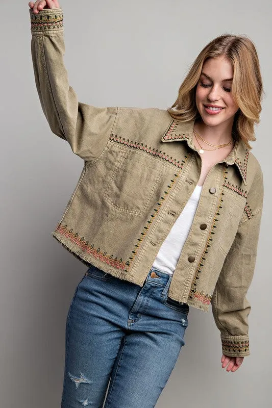 Sweet Generis Embroidered Washed Cotton Jacket