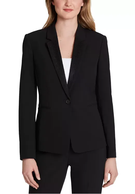 TAHARI ASL Petite Lace-Trim Blazer Size 2P