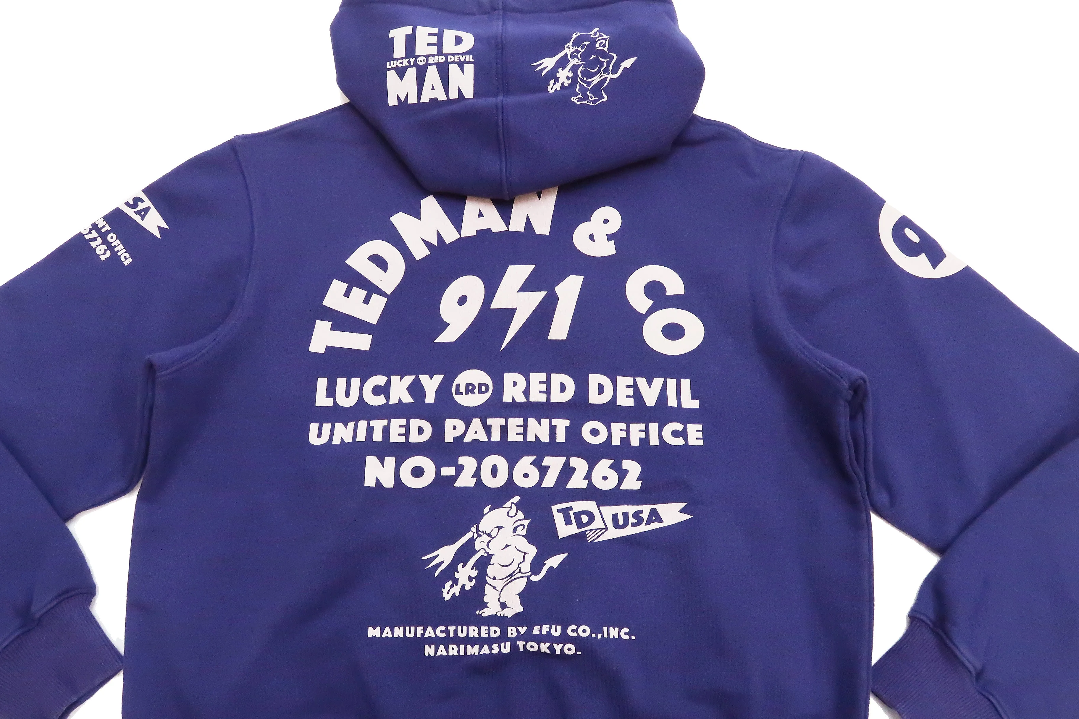 Tedman Full Zip Hoodie Men's Graphic Printed Zip-Up Hooded Sweatshirt TDSP-157 Blue