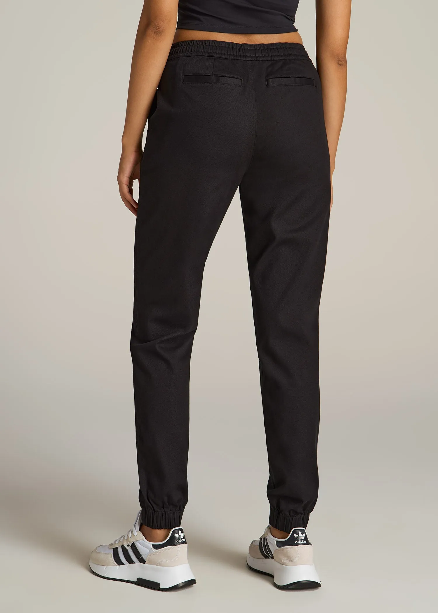 Twill Jogger Pants for Tall Women in Black