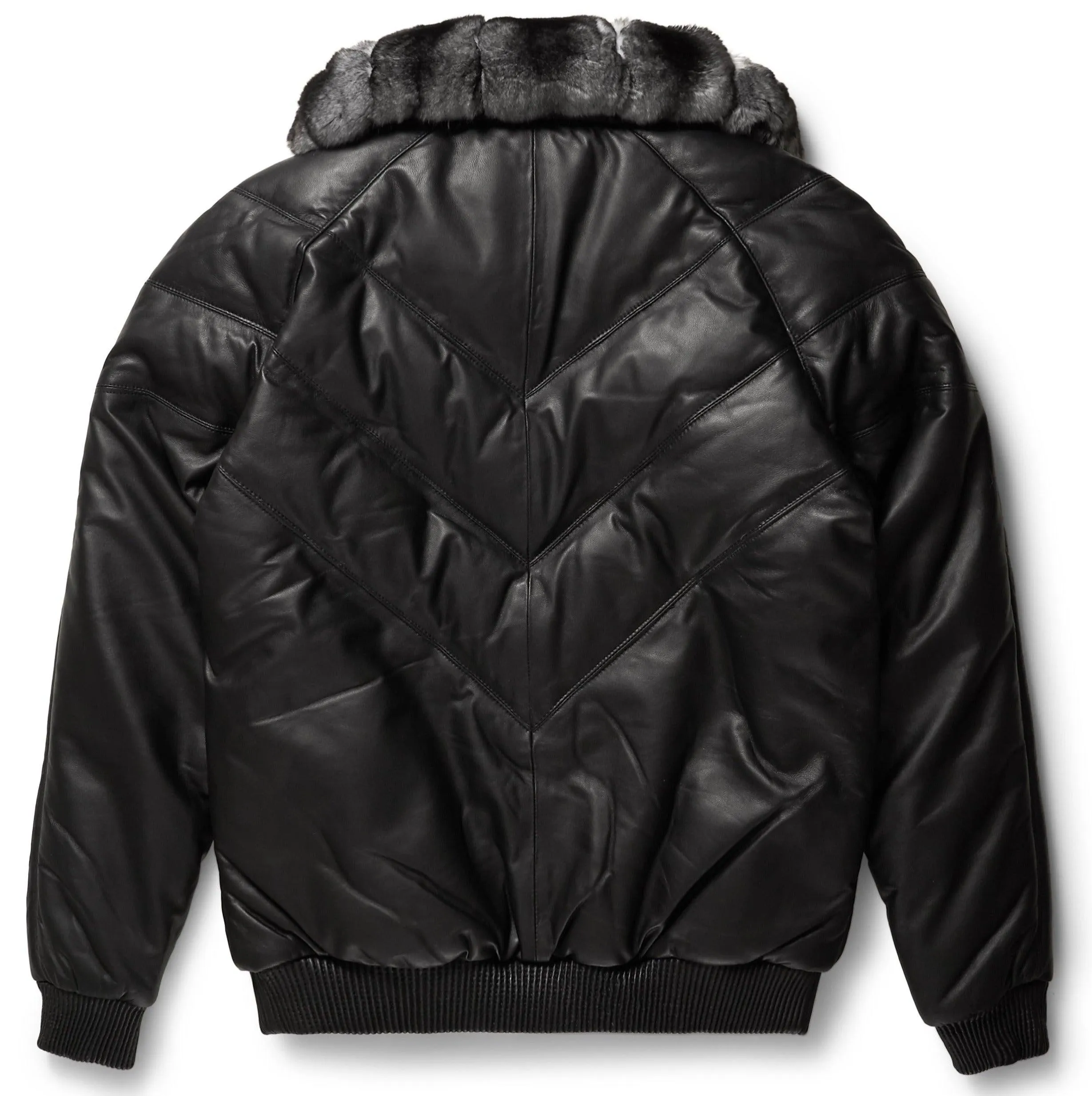 V-Bomber Black Leather Jacket