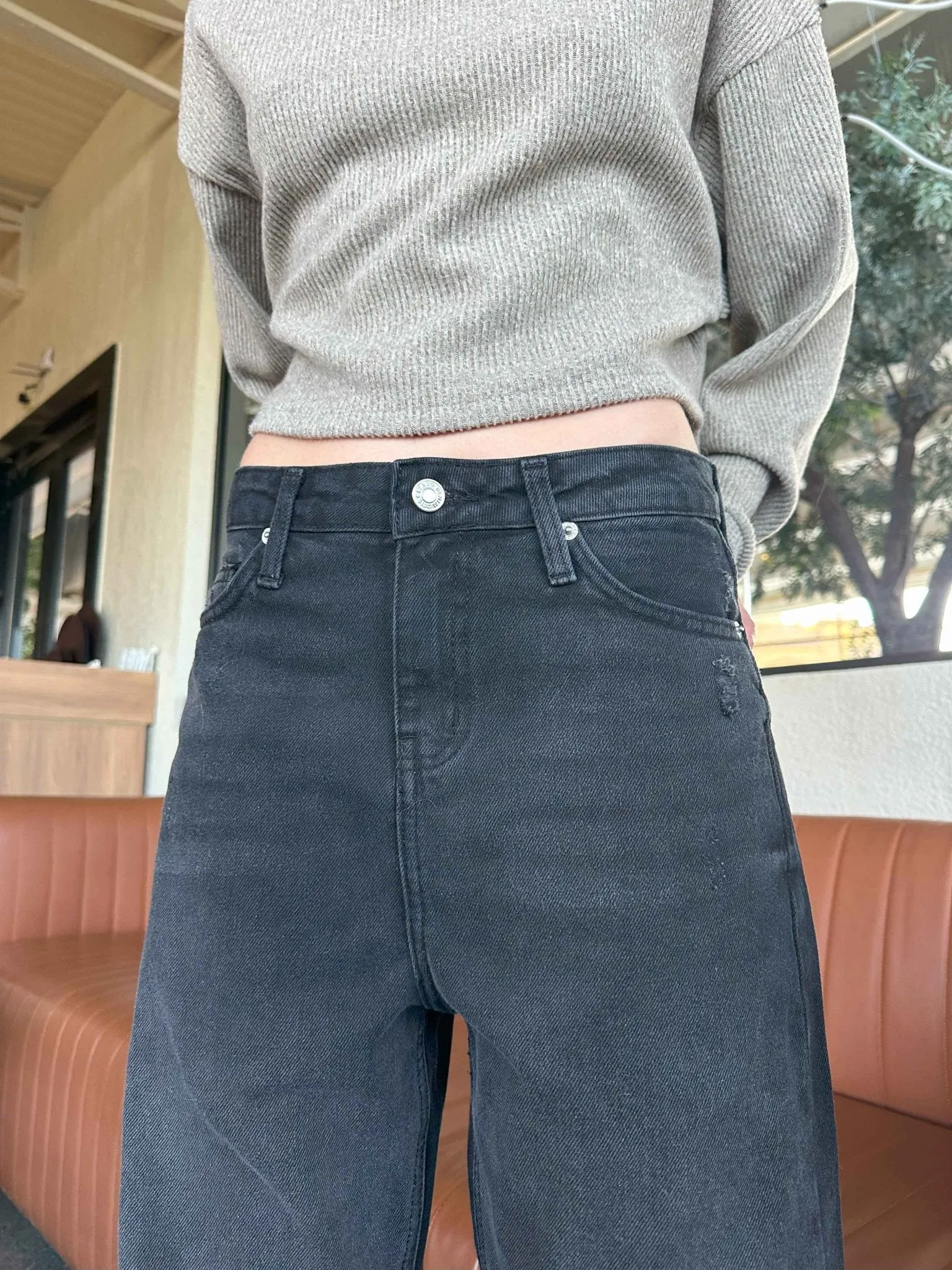 Wide Leg - Charcoal washed jeans