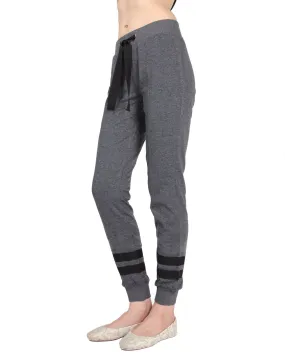 Women's Cotton Blend Jogger Pants with Contrast Ribbon Stripes