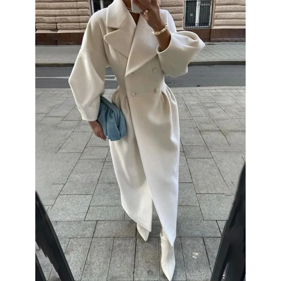 Women's Elegant Trench Coat with Lantern Sleeves | Ideal for Autumn/Winter