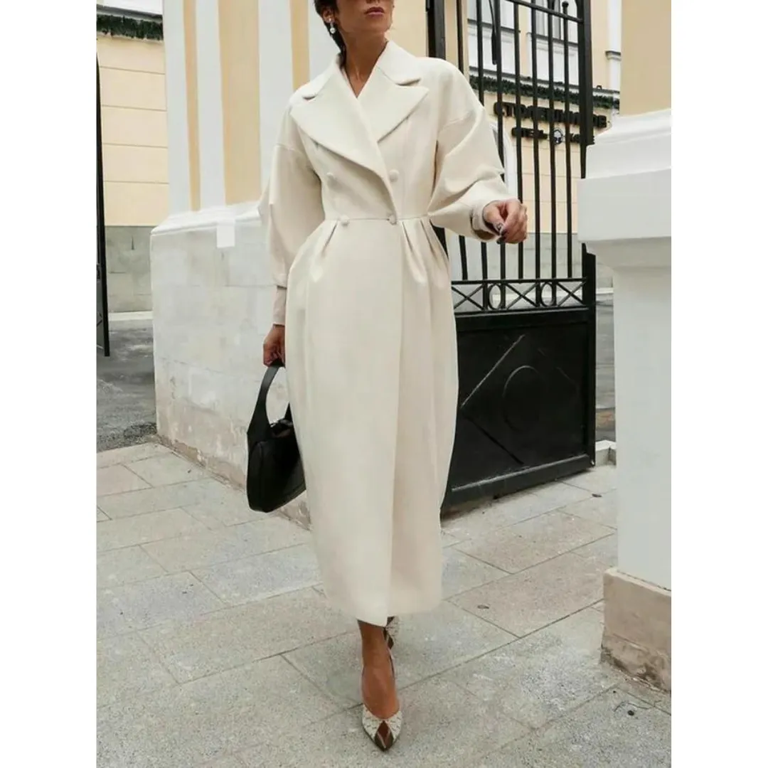 Women's Elegant Trench Coat with Lantern Sleeves | Ideal for Autumn/Winter