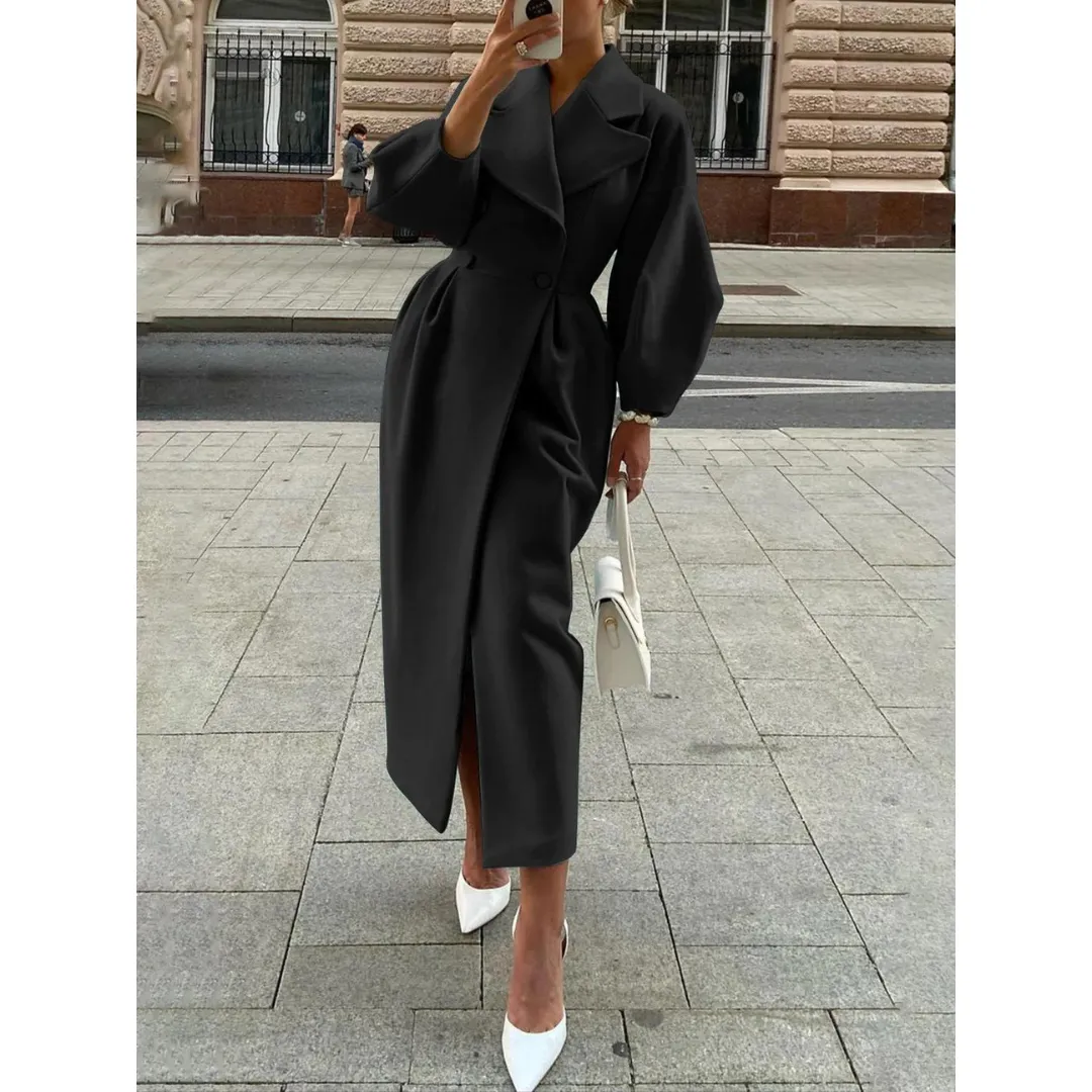 Women's Elegant Trench Coat with Lantern Sleeves | Ideal for Autumn/Winter