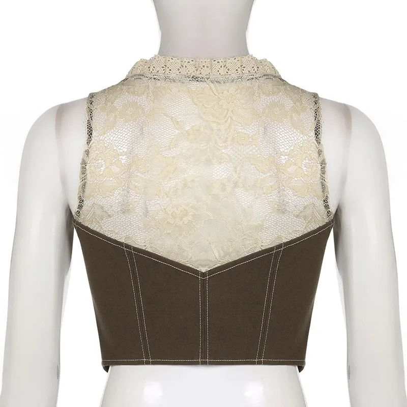 Y2K Lace Waistcoat Top