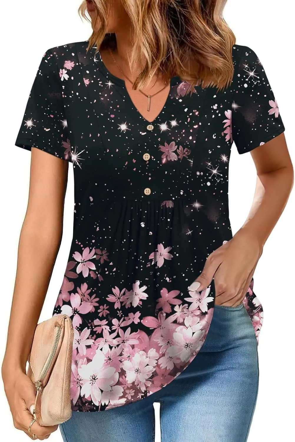 Zeagoo Womens Short Sleeve Tops V-Neck Tshirts