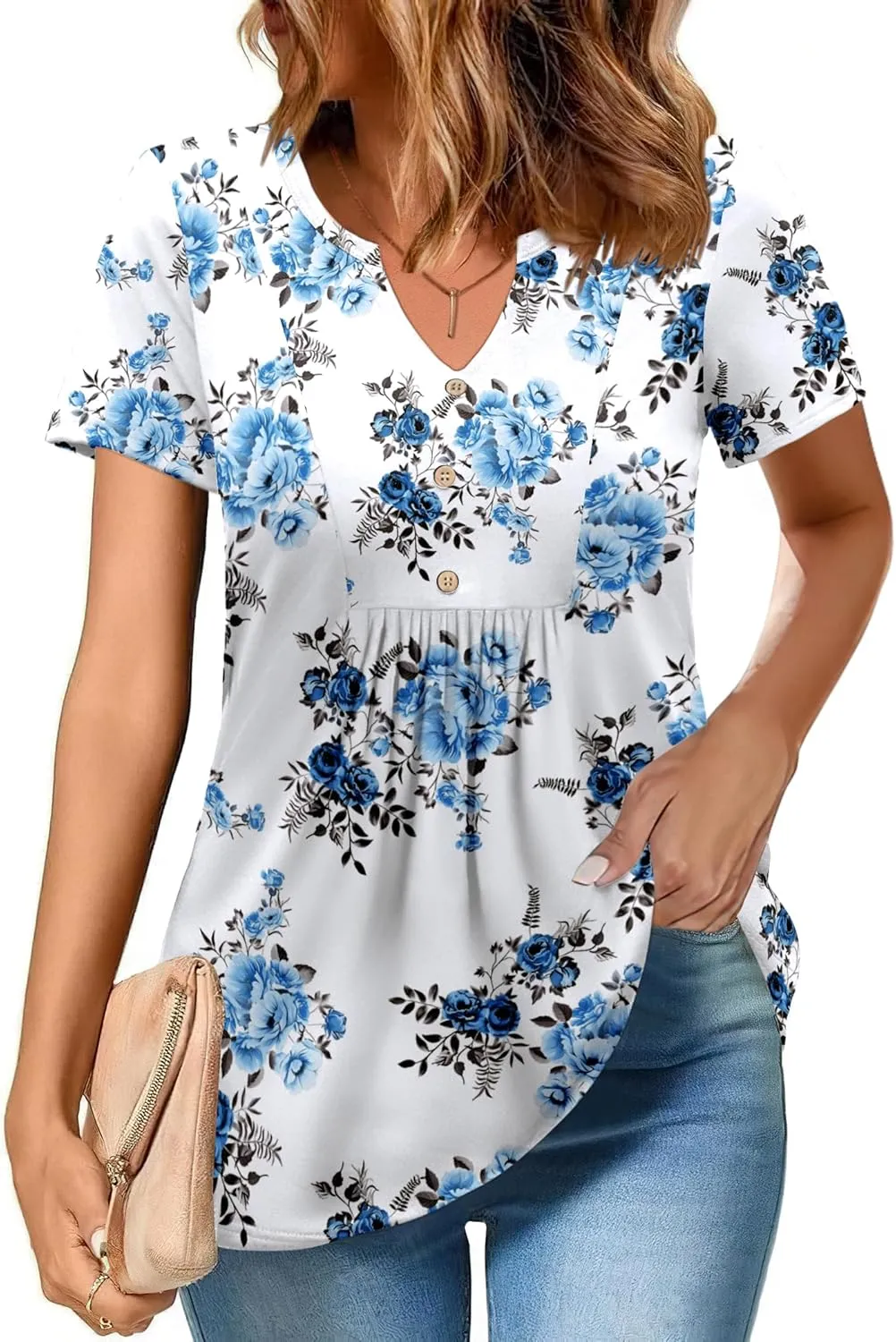 Zeagoo Womens Short Sleeve Tops V-Neck Tshirts